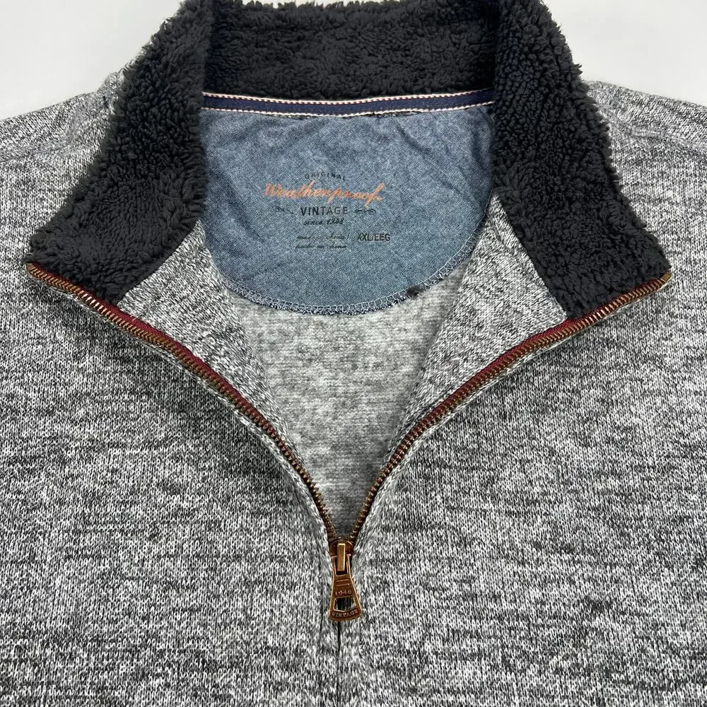 Weatherproof Vintage Heather Gray Quarter Zip Long Sleeve Fleece Shirt Size XXL